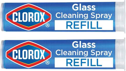 Clorox Glass Cleaner Refill Cartridge, 2 Piece Set, 0.66 Fl Oz, for Reusable Spray Bottle, Household Essentials