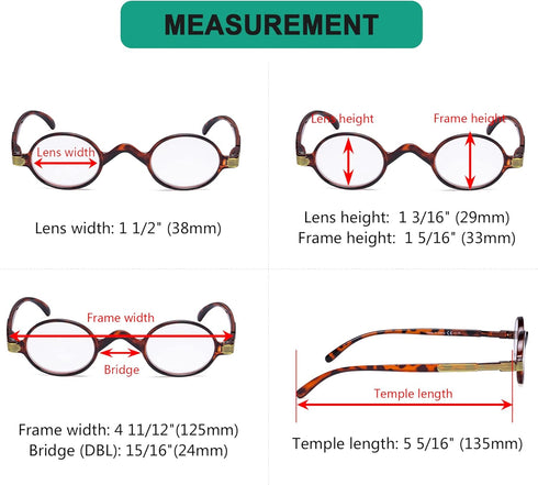 Eyekepper Oval Round Reading Glasses for Women & Men - Small Vintage Reader Eyeglasses with Spring Hinges