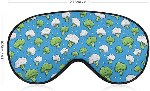 Sleeping Mask for Men & Women,Broccoli Cauliflower Blue Dots Block-Out Eye Mask for Sleep with Adjustable Strap, Night