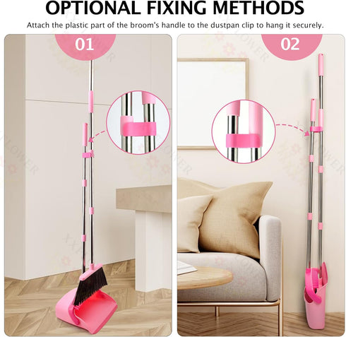 Set, Set Pack 1 Broom and Dustpan Dustpans with Broom Combo for Home, Heavy Dust Broom and Dustpan Combo, Long Handle