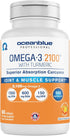 Oceanblue Professional Omega-3 2100 with Turmeric - 60 Count, Triple Strength Burpless Fish Oil for Heart Health