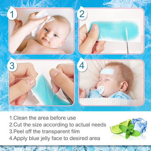 20 Sheets Fever Patches for Kids, Hot Weather Cooling Gel Patches for Adults, Headache Cooling & Pain Relief