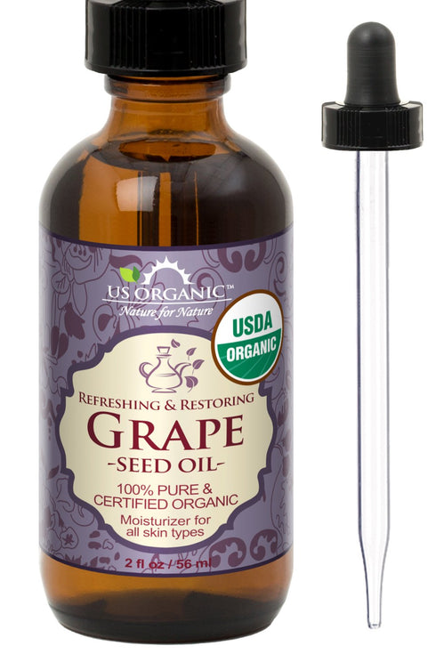 US Organic Grape Seed Oil – USDA Certified Organic, 100% Pure & Natural, Cold Pressed Virgin, 2 oz