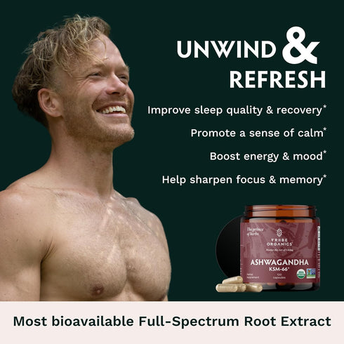 TRIBE ORGANICS Ashwagandha KSM 66 - Pure Organic Root Powder Extract for Focus, Mood Support & Energy - 600mg, 120