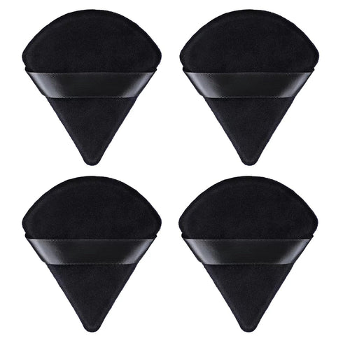 WSYUB Blender Puff, 4Pcs Pure Cotton Face Soft Triangle Wedge Makeup Pad for Undereye - Black