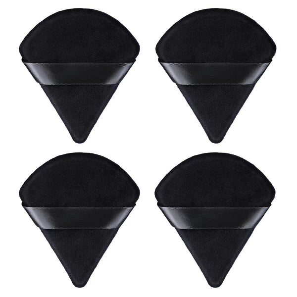 WSYUB Blender Puff, 4Pcs Pure Cotton Face Soft Triangle Wedge Makeup Pad for Undereye - Black