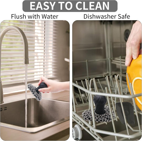 Cast Iron Scrubber with Handle | 316 Cast Iron Cleaner Chainmail Scrubber for Cast Iron Pan Skillet - Cleaning Kit (1