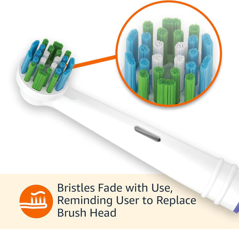 Amazon Basics Action Clean Replacement Brush Heads, 3 Count, White, Fits Most Oral-B Electric Toothbrushes