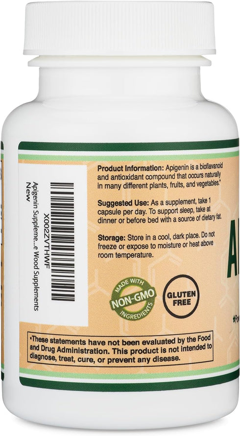 Apigenin Supplement - 50mg per Capsule, 120 Count for Relaxation, Sleep, and Mood - Gluten Free by Double Wood
