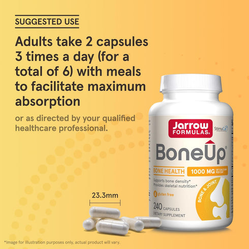 Jarrow Formulas BoneUp, 240 Capsules, 120 Servings, Bone Support & Skeletal Nutrition, Includes Vitamin D3, K2 & Calcium