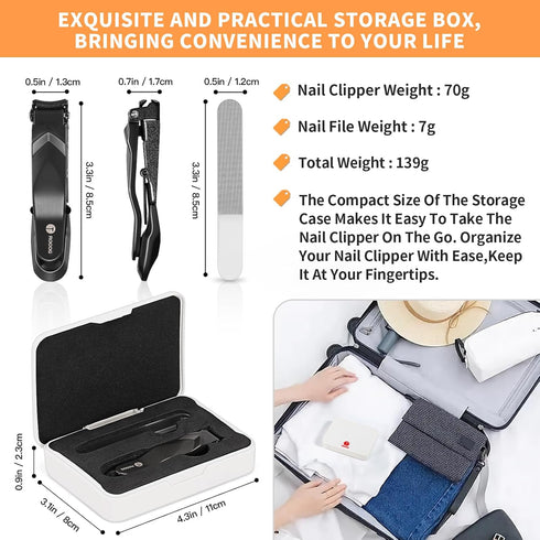 Nail Clippers for Men Women with Catcher, Ultra Sharp Heavy Duty Clipper, Sturdy Fingernail & Toenail Clipper with Nano