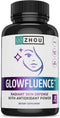 Zhou Glowfluence Hyaluronic Acid Supplement, 30 Veg Caps with Vitamin C & Antioxidants for Youthful Radiant Skin