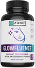 Zhou Glowfluence Hyaluronic Acid Supplement, 30 Veg Caps with Vitamin C & Antioxidants for Youthful Radiant Skin