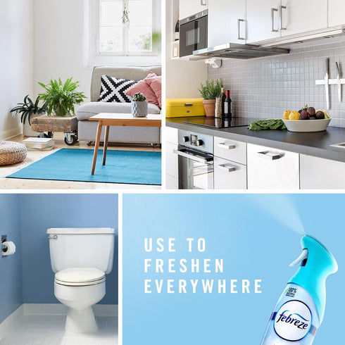 Febreze Air Freshener Spray - Odor Eliminator, Linen & Sky Scent, 8.8 Oz, Pack of 6 for Strong Odor Control