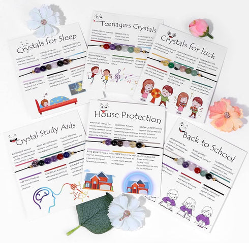 Fuqimanman2020 6mm Spiritual Crystal 7 Chakra Stretch Bracelet - Natural Stone Healing with Meaning Cards for Anxiety