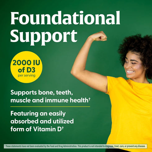 MegaFood Vitamin D3 2000 IU (50 mcg) - Immune Support Supplement - Bone Health - 60 Tabs