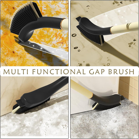 Hard Bristle Crevice Cleaning Brush, Long Handle Multifunctional Gap Cleaning Tool for Bathroom and Kitchen