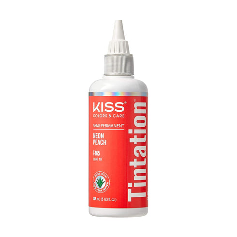 Red by Kiss Tintation Semi-Permanent Hair Color, Aloe Vera Water Based, Neon Peach, 5 Fl Oz