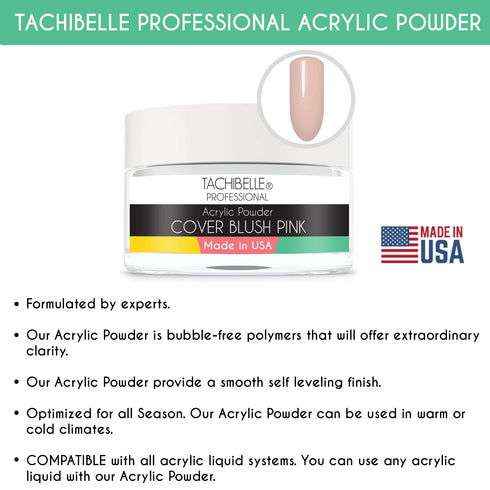 Tachibelle Acrylic Nail System, 2 oz Cover Blush Pink Acrylic Powder, Made in USA, Used in Professional Salons