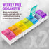 Weekly Pill Organizer, Pack of 2, Colorful 7-Day Easy Push Button Assisted Open for Seniors, BPA Free Daily Travel Pill