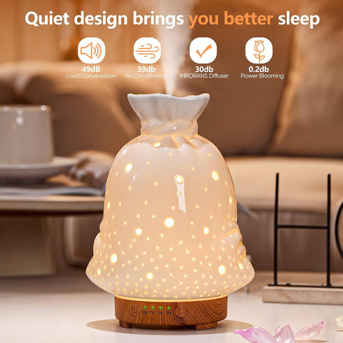 inrorans 160ML Ceramic Diffuser for Essential Oils Lucky Bag Aromatherapy Diffuser Ultrasonic Cool Mist Humidifier