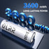 QLRR 8 Pack 1.5V 3600mWh 1200x Rechargeable Lithium AA Batteries with Fast Charger High Capacity AA Batteries Constant