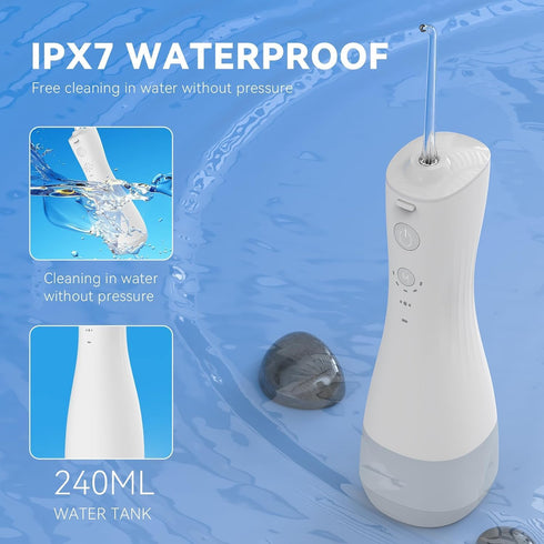 Water Flossers for Teeth, Cordless Cleaner, 400ml Large Capacity, Portable, 360° Rotation, 5 Cleaning DIY Modes, 6