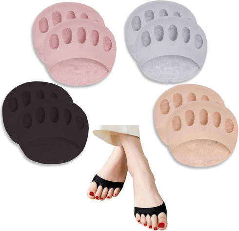 Reusable Honeycomb Fabric Forefoot Pads, Soft Ball of Foot Cushions for Women Men - Pain Relief (Black, Beige, Grey,