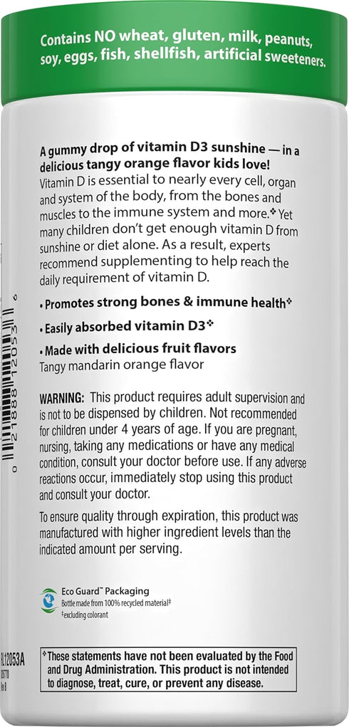 Gummies D3 400 60 Count, Immune Rainbow Light - Sunny Vitamin IU, Health, Tangy Tangerine Flavor