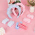 Wecoe Pink Blue Spa Headband and Wristband Set, Skincare Headband for Washing Face, Hair Claw Clips for Thick Hair