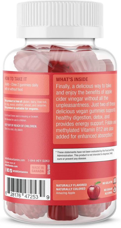 Appley Ever After - Methylated B12 Apple Cider Vinegar Gummies | 50 Count | Easy to Chew, Non-GMO, Gluten Sugar Free