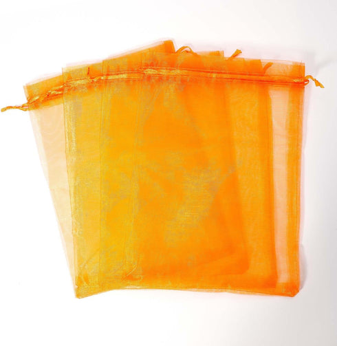 UHANGETH 100 Pcs 6x9 Inch Orange Drawstring Organza Gift Bags, Jewelry Party Wedding Favor Pouches