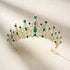 SWEETV Green Gold Tiara Crown - Crystal Hair Accessories for Women & Girls, Queen Crown for Quinceanera, Prom