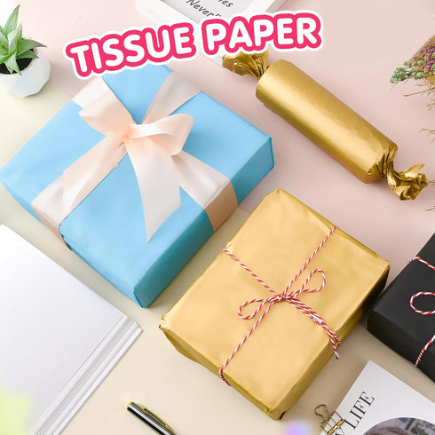 Gold Tissue Paper for Gift Bags, 30 Sheets Bulk Packaging Paper, 14 x 20 Inch for Weddings, Birthdays, Christmas Crafts