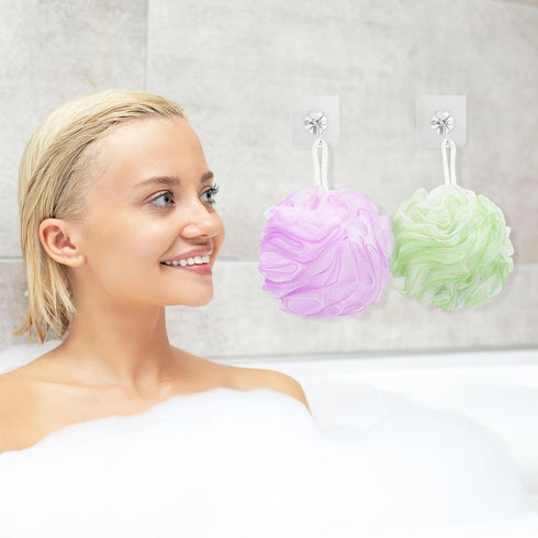 Tbestmax 4 Pack Bath Sponge Pouf Shower Loofah Body Scrubber, 60g/Piece - 4 Colors