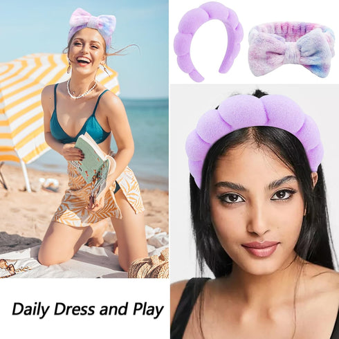 VELSCRUN 6 Pack Spa Headband Set, Multicolour Purple Makeup Headband for Washing Face and Skincare