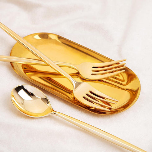 SUT 100 Pcs Gold Plastic Silverware, Disposable Forks and Spoons for Parties and Weddings
