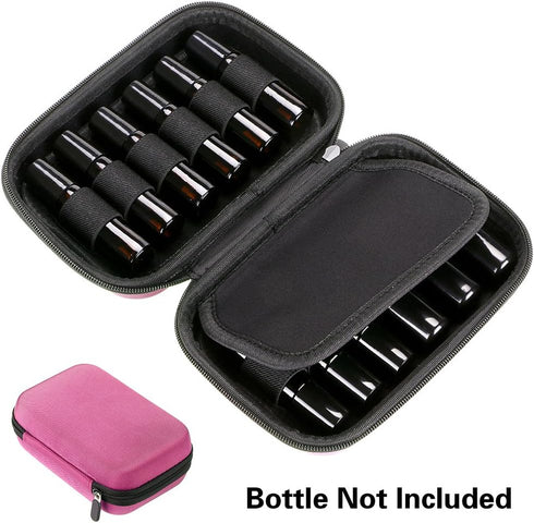 Hipiwe Hard Shell Essential Oil Carrying Case Holds 12 Bottles (Travel Size Organizer, Pink)