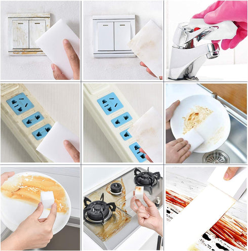 Magic Sponge Eraser, 50 Pack Large Melamine Foam Sheets for Kitchen Dish Cleaning, Non-Scratch Household Cleaner
