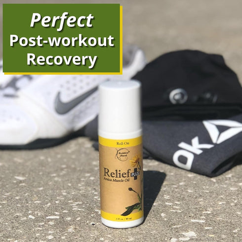 Relief Plus Arnica Muscle Oil All Natural Highly Concentrated Roll On - Cypress, Eucalyptus & Helichrysum Essential