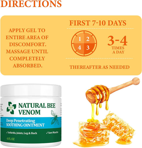 Original Natural Bee Venom Serum Joint & Muscle Cream, Fast Acting Relief for Back, Neck, Hands, Elbows, Feet, and More