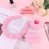 Wecoe Spa Headband and Wristband Set, Makeup Headband for Washing Face, Cute Pink Puffy Sponge Bubble Headband
