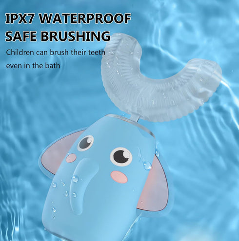 SNOWROSE 8 IPX7 2-12 Pcs Soft Bristles Kids Toothbrushes and Kids Electric Toothbrush U-Shaped Ultrasonic Waterproof