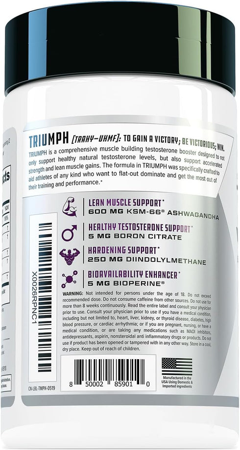 TRIUMPH Testosterone Booster for Men - Best Test Booster with DIM, KSM 66 Ashwagandha, 56 Veggie Capsules