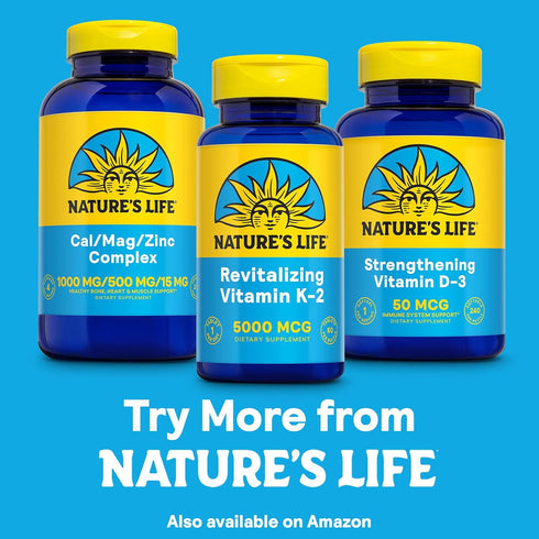 K2 K2 MK4-60 60 60 Nature's Life Revitalizing Vitamin - Bone Health, Artery and Heart Health Support - High Potency