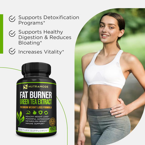 Premium Green Tea Extract Fat Burner Supplement with EGCG, Natural Appetite Suppressant for Healthy Weight Loss Diet