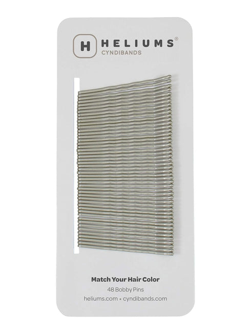 Heliums Bobby Pins - Metallic Matte Gray, 2 Inch Wavy Hair Pins, 48 Count for Grey and Silver Hair