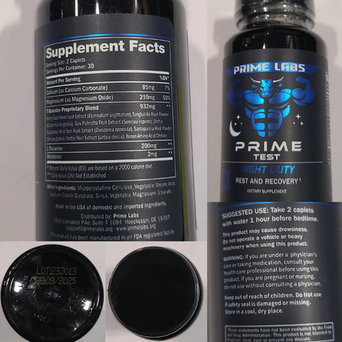 Prime Labs – Prime Test Night Duty - Nighttime Testosterone Booster & Sleep Support for Men