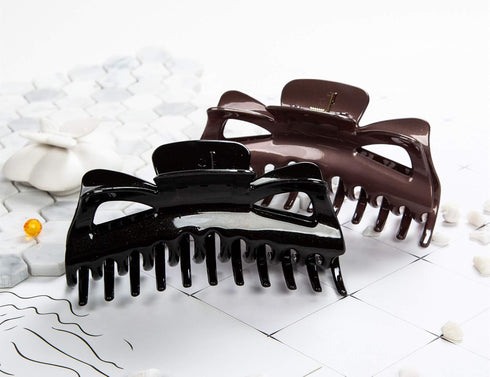 Super Large Thick Hair Clips - Crystal Plastic Claw Clamps Hairgrips Accessories for Women, 2 Pack (D)