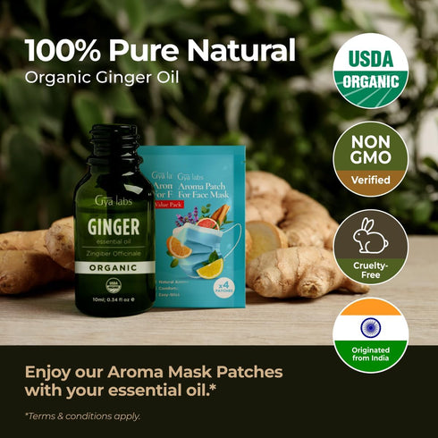 Gya Labs USDA Certified Organic Ginger Essential Oil for Skin - 100% Pure Natural Organic Ginger Oil for Hair & Diffuser